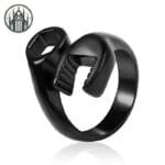Bague Gothique Ajustable: Luxe En Titane Et Acier Inoxydable - 54.5 / Noir