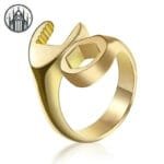 Bague Gothique Ajustable: Luxe En Titane Et Acier Inoxydable - 70 / Or