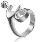 Bague Gothique Ajustable: Luxe En Titane Et Acier Inoxydable - 72.2 / Argent