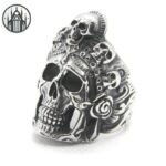 Bague Gothique Crâne Satan Acier