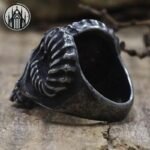 Bague Gothique Corne Chèvre Acier — Univers Gothique (vue 2)