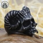 Bague Gothique Corne Chèvre Acier — Univers Gothique (vue 5)