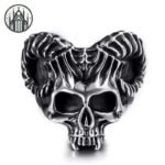 Bague Gothique Corne Chèvre Acier — Univers Gothique