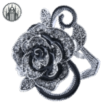Bague Gothique Rose Strass Brillant — Univers Gothique