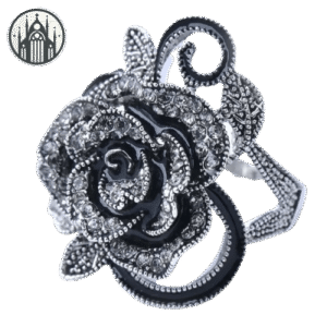 Bague Gothique Rose Strass Brillant — Univers Gothique