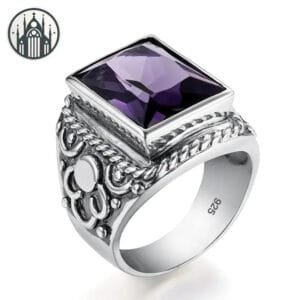 Bague Gothique En Argent Sterling Avec Pierres De Couleurs - Livraison Standard Offerte - Amethyste / 51.9