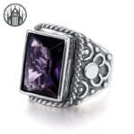 Bague Gothique En Argent Sterling Avec Pierres De Couleurs - Livraison Standard Offerte