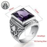 Bague Gothique En Argent Sterling Avec Pierres De Couleurs - Livraison Standard Offerte