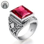 Bague Gothique En Argent Sterling Avec Pierres De Couleurs - Livraison Standard Offerte - Rubis / 51.9