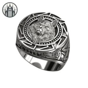 Bague Gothique En Cuivre Avec Motif Loup - 54