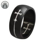 Bague Gothique Envoûtante: Accessoire Unique Pour Tous Les Looks - 57 / Noir & Argent