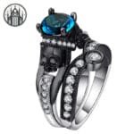 Bague Gothique Motard Barbu - Cuivre Et Zircone Cubique - 62.1 / Blue