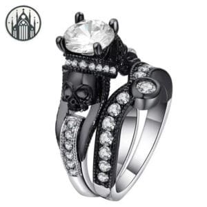 Bague Gothique Motard Barbu - Cuivre Et Zircone Cubique - 62.1 / Gris