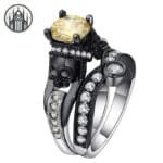 Bague Gothique Motard Barbu - Cuivre Et Zircone Cubique - 62.1 / Jaune