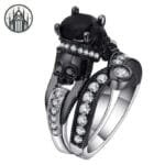 Bague Gothique Motard Barbu - Cuivre Et Zircone Cubique - 62.1 / Noir