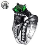 Bague Gothique Motard Barbu - Cuivre Et Zircone Cubique - 62.1 / Vert