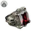 Bague Gothique Topaze Dragon Hache — Univers Gothique