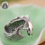 Bague Gothique Rose Noir En Argent 925 Ajustable