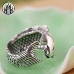 Bague Gothique Rose Noir En Argent 925 Ajustable