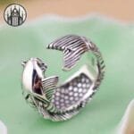 Bague Gothique Rose Noir En Argent 925 Ajustable