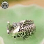 Bague Gothique Rose Noir En Argent 925 Ajustable
