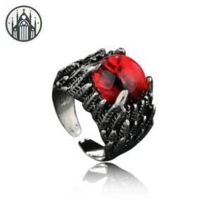 Bague Gothique Dragon Oeil Rouge — Univers Gothique