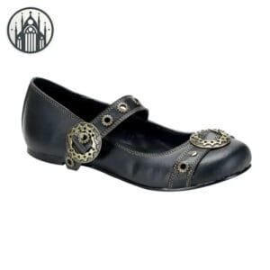 Ballerine Gothique En Cuir Vegan Noir Avec Livraison Standard Gratuite - 36