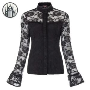 Chemise Gothique Dentelle Vintage Manche Évasée — Univers Gothique