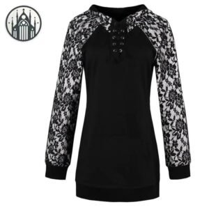 Chemisier Gothique Lacets Polyester Coton — Univers Gothique