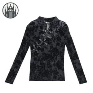 Blouse Gothique Transparente à Motifs Floraux: Féminité Rebelle