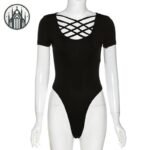 Body Gothique Lacets Manches Courtes — Univers Gothique (vue 2)
