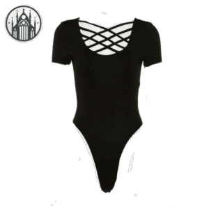 Body Gothique Lacets Manches Courtes — Univers Gothique