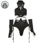 Body Gothique Clubwear: Body Avec Col Montant Et Lacets Parfait Pour Les Jeunes Gothiques. Livraison Standard Offerte