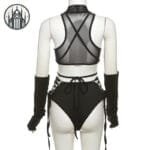 Body Gothique Clubwear: Body Avec Col Montant Et Lacets Parfait Pour Les Jeunes Gothiques. Livraison Standard Offerte