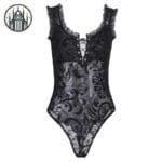 Body Gothique Noir Moulante Dentelle: Livraison Standard Offerte! - s