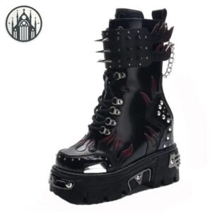 Bottes Gothiques Plateforme Cuir Chauve-Souris — Univers Gothique