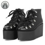 Bottes Gothiques Compensées Plateforme Noir