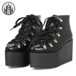 Bottes Gothiques Compensées Plateforme Noir — Univers Gothique