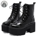 Botte Gothique En Cuir Verni Avec Boucles Métalliques - 34