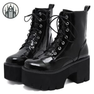 Bottes Gothiques Boucles Punk Vernies — Univers Gothique