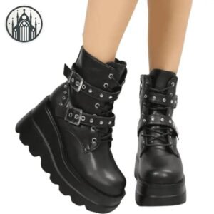 Bottes Gothiques Cuir Végan Robustes — Univers Gothique