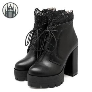 Bottes Gothiques Dentelle PU — Univers Gothique