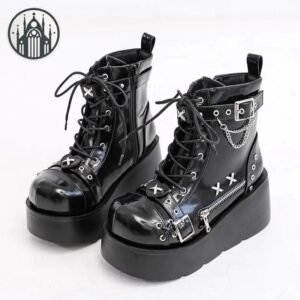 Bottes Gothiques Chaînes Vernies — Univers Gothique