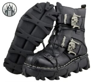 Bottes Gothiques Militaires Cuir Caoutchouc — Univers Gothique