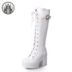 Bottes Gothiques Pour Femmes - Livraison Offerte - Blanche / 34