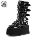 Bottes Moto Gothiques: Enfer Est Ici! - Noir Brillant / 5