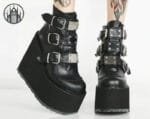 Bottes Punk Gothique Avec Semelle épaisse Et Lanières Réglables