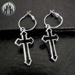 Boucles D’oreille Croix Gothique Agréables à Porter - Avec Créoles