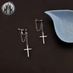 Boucle d&rsquo;oreille Gothique Croix Alliage — Univers Gothique (vue 6)