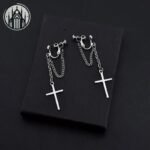 Boucle d&rsquo;oreille Gothique Croix Alliage — Univers Gothique (vue 11)